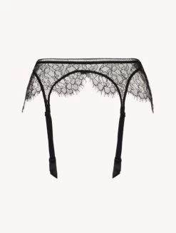 Lace Suspender Belt In Onyx
