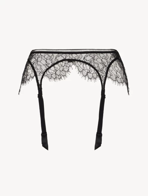 Lace Suspender Belt In Onyx