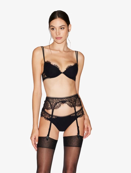 Lace Suspender Belt In Onyx - Image 2