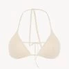 Triangle Bikini Top In Champagne With Beading