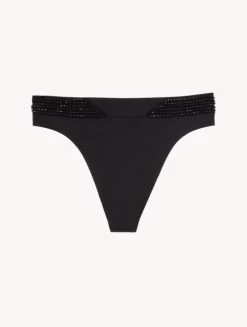 High-Waisted Brazilian Bikini Brief In Black With Beading