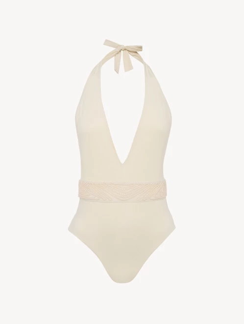 Swimsuit In Champagne With Beading