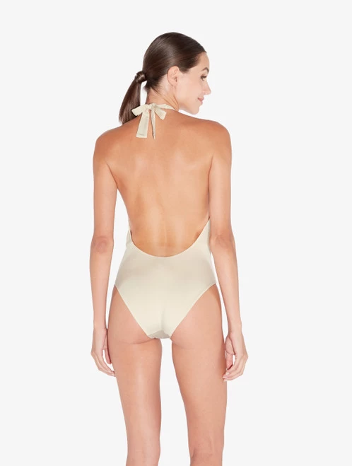 Swimsuit In Champagne With Beading - Image 3