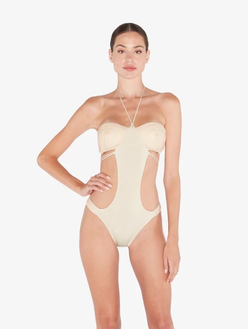 Trikini In Champagne With Beading - Image 2