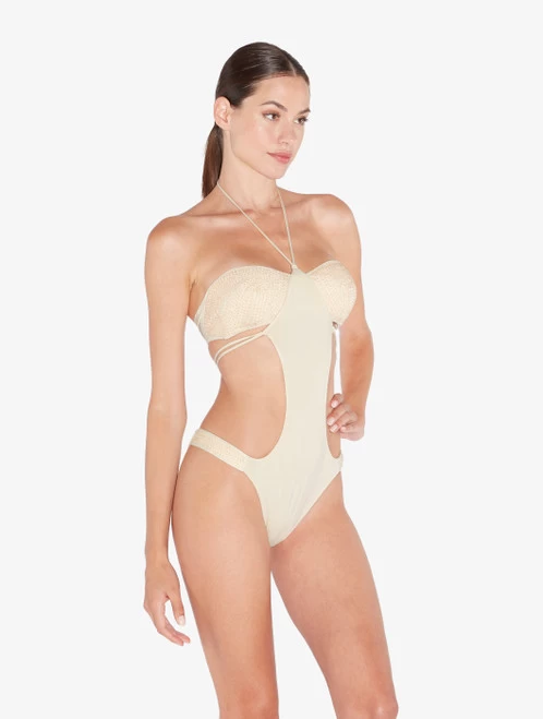 Trikini In Champagne With Beading - Image 4