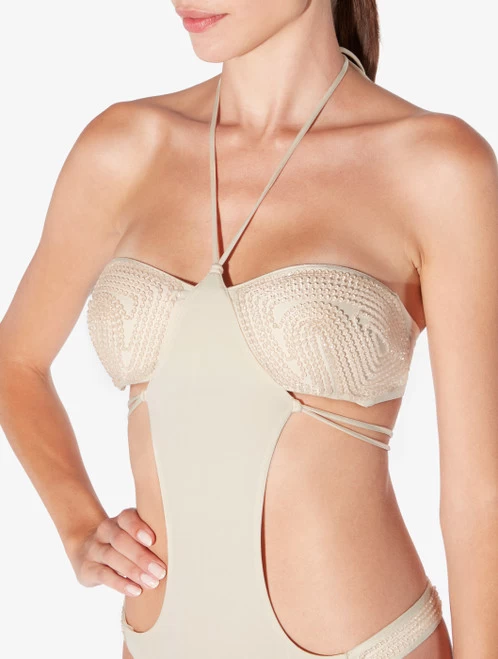 Trikini In Champagne With Beading - Image 5