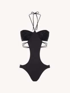 Trikini In Black With Beading
