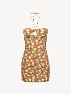 Orange Printed Short Dress