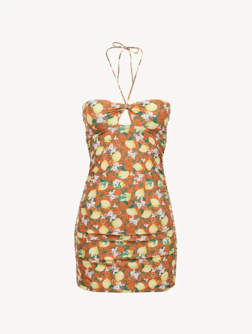 Orange Printed Short Dress