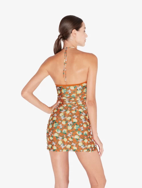 Orange Printed Short Dress - Image 3