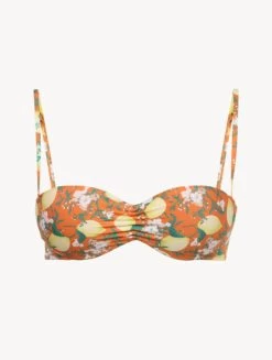 Orange Printed Bandeau Bikini Top
