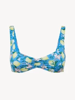 Blue Printed Bikini Top