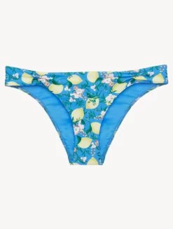 Blue Printed Bikini Brief With Pleat Detailing
