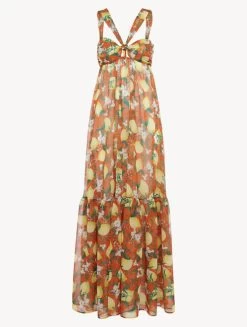 Orange Printed Maxi Dress