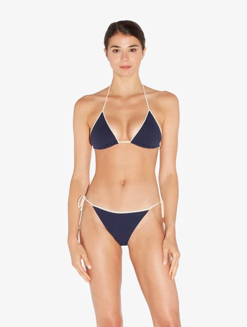 Signature Monogram Triangle Bikini Top In Navy - Image 2