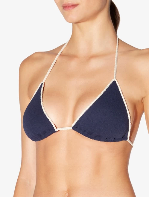Signature Monogram Triangle Bikini Top In Navy - Image 4