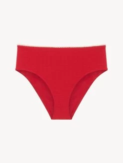Signature Monogram High Waist Bikini Brief In Red