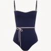 Signature Monogram Underwired Swimsuit In Navy