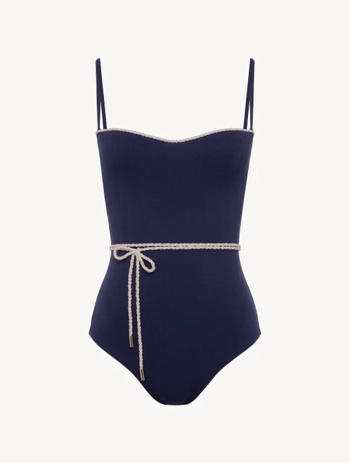 Signature Monogram Underwired Swimsuit In Navy