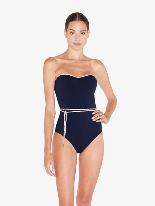 Signature Monogram Underwired Swimsuit In Navy - Image 4