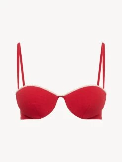Signature Monogram Bandeau Bikini Top In Red